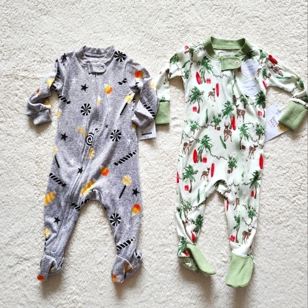 NWT baby boy or girl holiday Halloween Christmas footies bundle size 0/3 3/6 6/9